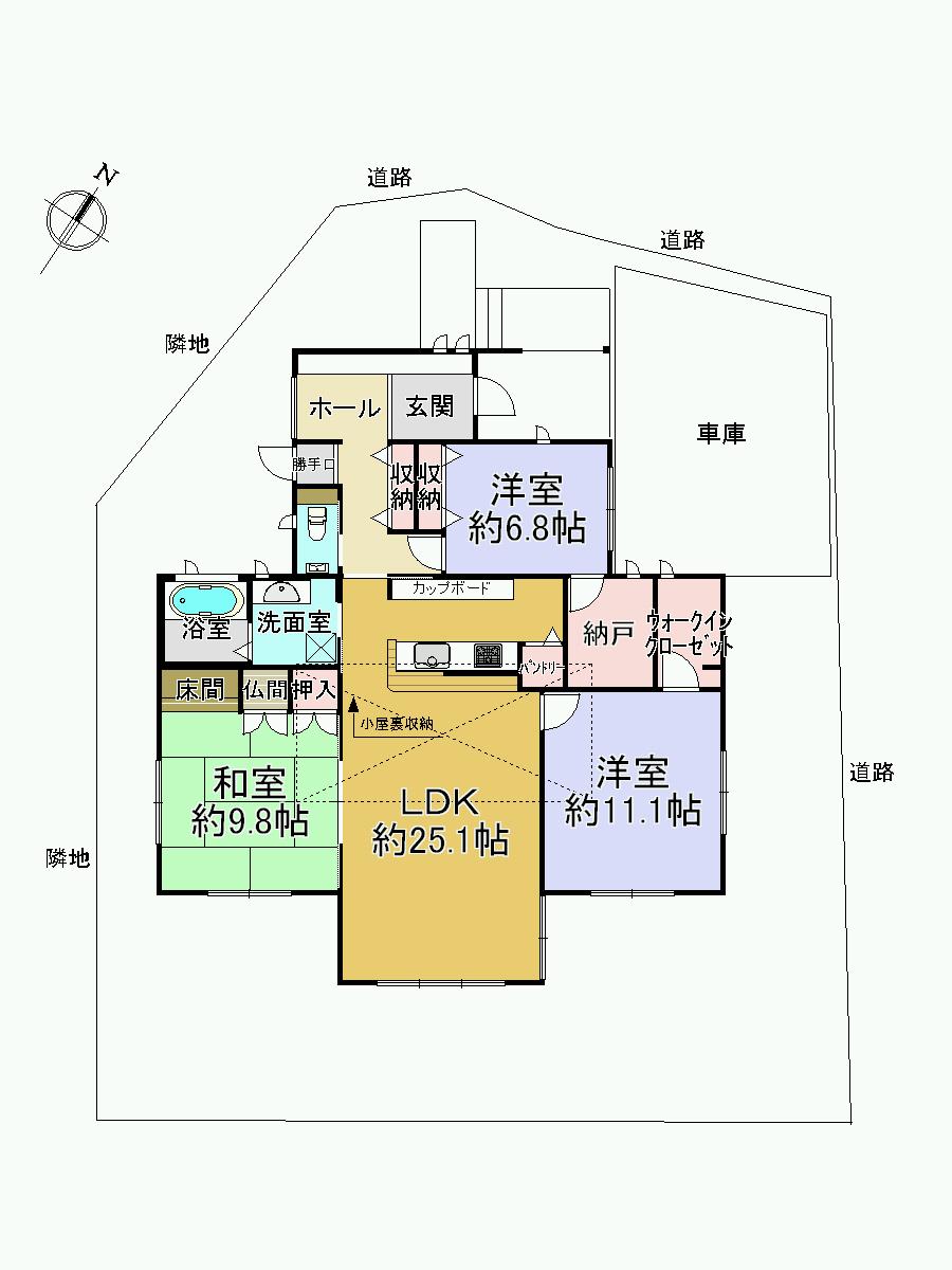 Floor plan. 62,800,000 yen, 3LDK + S (storeroom), Land area 338.7 sq m , Building area 125.5 sq m