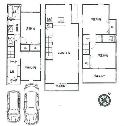 Floor plan. 48,200,000 yen, 4LDK, Land area 88.74 sq m , Building area 106.93 sq m