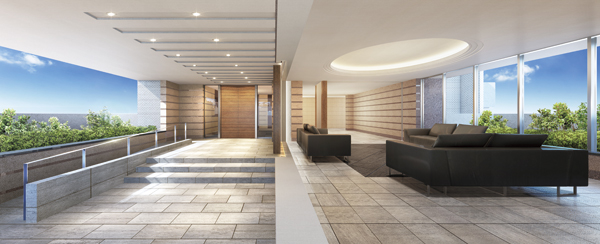 Buildings and facilities. The entrance hall, which was given the spread of the spacious space, Magnificent is dressed with high-quality materials, including the fold on the ceiling and tiles is a high spatial (Entrance Hall Rendering)