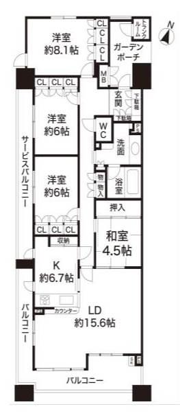 Floor plan. 4LDK, Price 37,800,000 yen, Footprint 111.27 sq m , Balcony area 19.42 sq m
