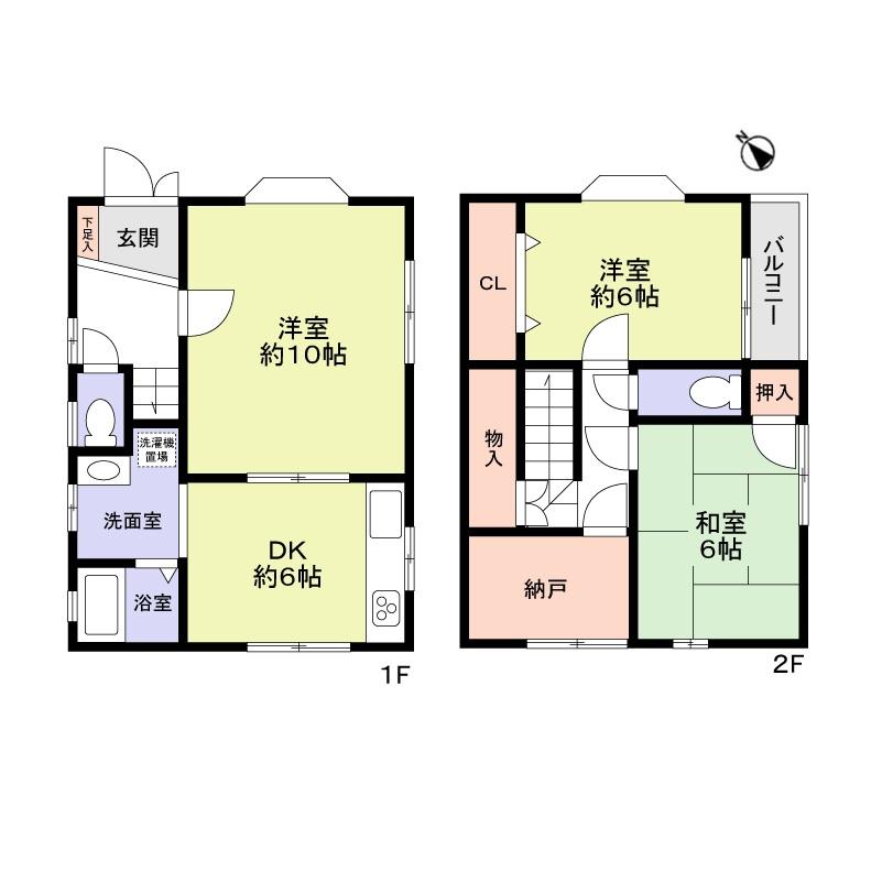 Floor plan. 29,800,000 yen, 3DK + S (storeroom), Land area 58.85 sq m , Building area 79.48 sq m floor plan