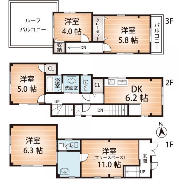 Floor plan. 21,800,000 yen, 5DK, Land area 51.85 sq m , Building area 101.71 sq m