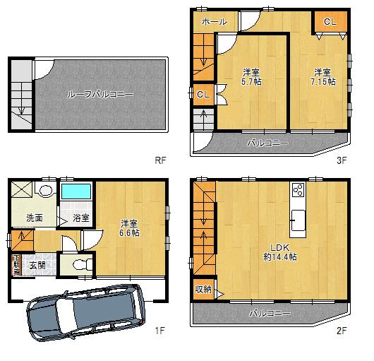 Floor plan. 34,800,000 yen, 3LDK, Land area 45.82 sq m , Building area 79.28 sq m floor plan