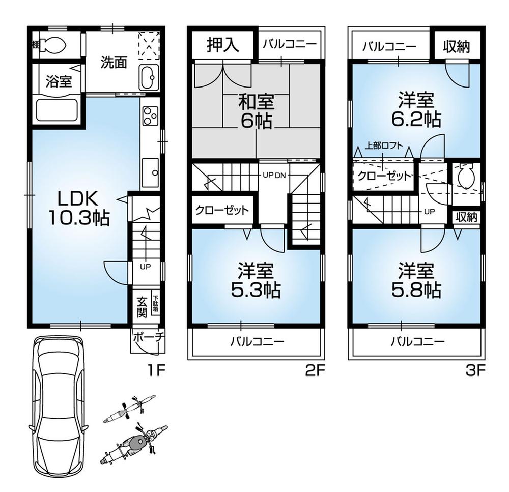 Floor plan. 34,800,000 yen, 4LDK, Land area 53.04 sq m , It is ready-to-move-in at the building area 80.21 sq m room renovated! Loft Yes!