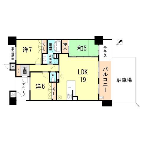 Floor plan. 3LDK, Price 33,800,000 yen, Occupied area 81.24 sq m , Balcony area 8.08 sq m