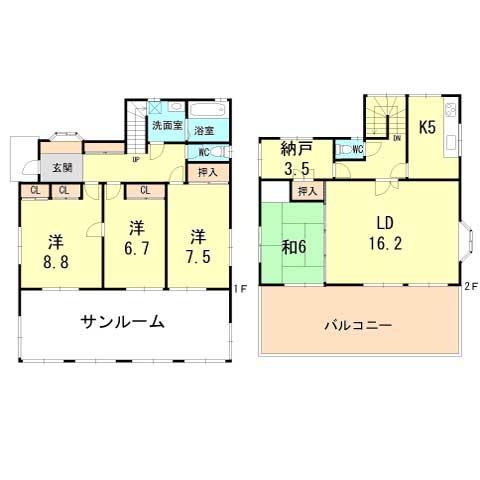Floor plan. 28 million yen, 4LDK+S, Land area 161.37 sq m , Building area 127.07 sq m
