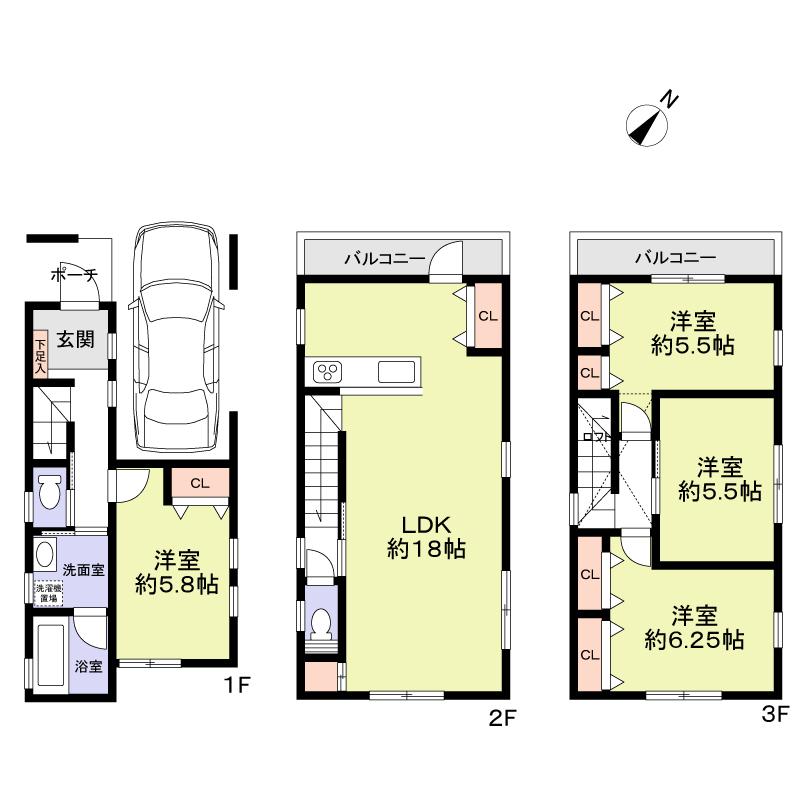 Floor plan. 42,800,000 yen, 4LDK, Land area 61.72 sq m , Building area 109.12 sq m floor plan