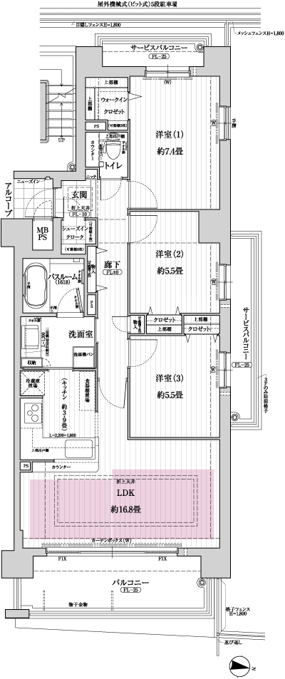 Floor: 3LDK, occupied area: 80.28 sq m, Price: 44.3 million yen