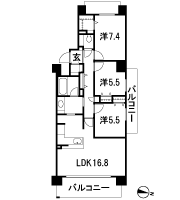 Floor: 3LDK, occupied area: 80.28 sq m, Price: 39.3 million yen