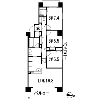 Floor: 3LDK, occupied area: 80.28 sq m, Price: 44.3 million yen