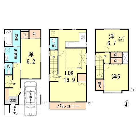 Floor plan. 31 million yen, 3LDK, Land area 54.16 sq m , Building area 87.16 sq m