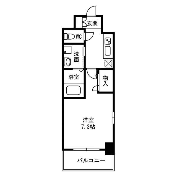 Floor plan. 1K, Price 16 million yen, Footprint 25.2 sq m , Balcony area 4.2 sq m