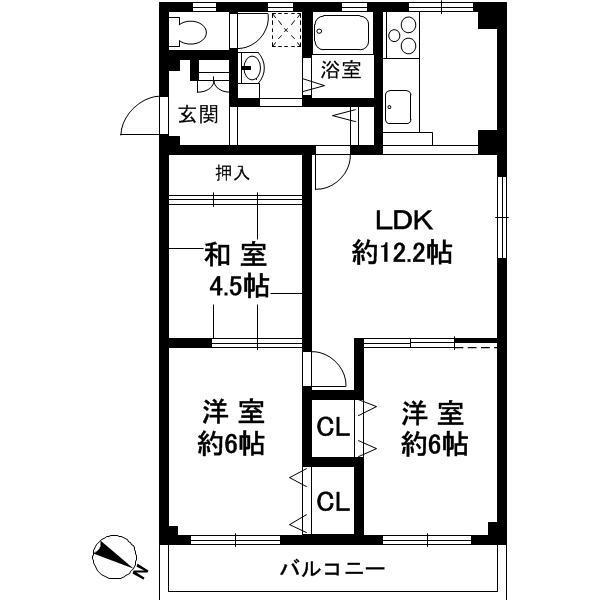 Floor plan. 3LDK, Price 13.4 million yen, Occupied area 73.03 sq m , Balcony area 8.4 sq m