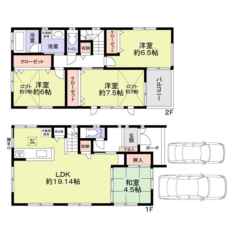 Floor plan. 46,800,000 yen, 4LDK, Land area 97.47 sq m , Building area 112.64 sq m   ■ Floor plan