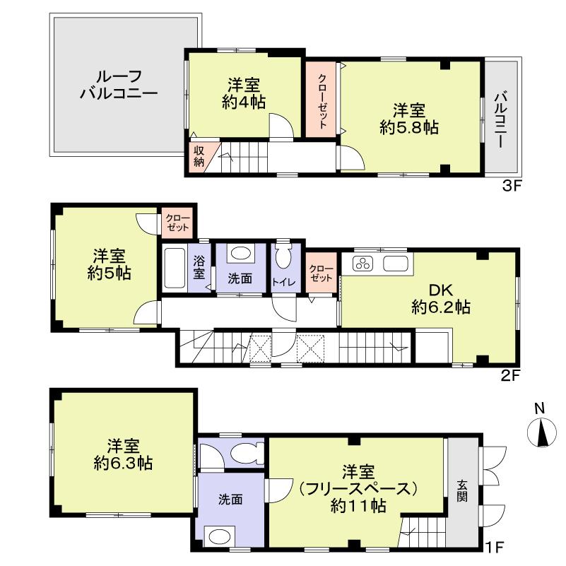 Floor plan. 21,800,000 yen, 5DK, Land area 51.85 sq m , Building area 101.71 sq m floor plan