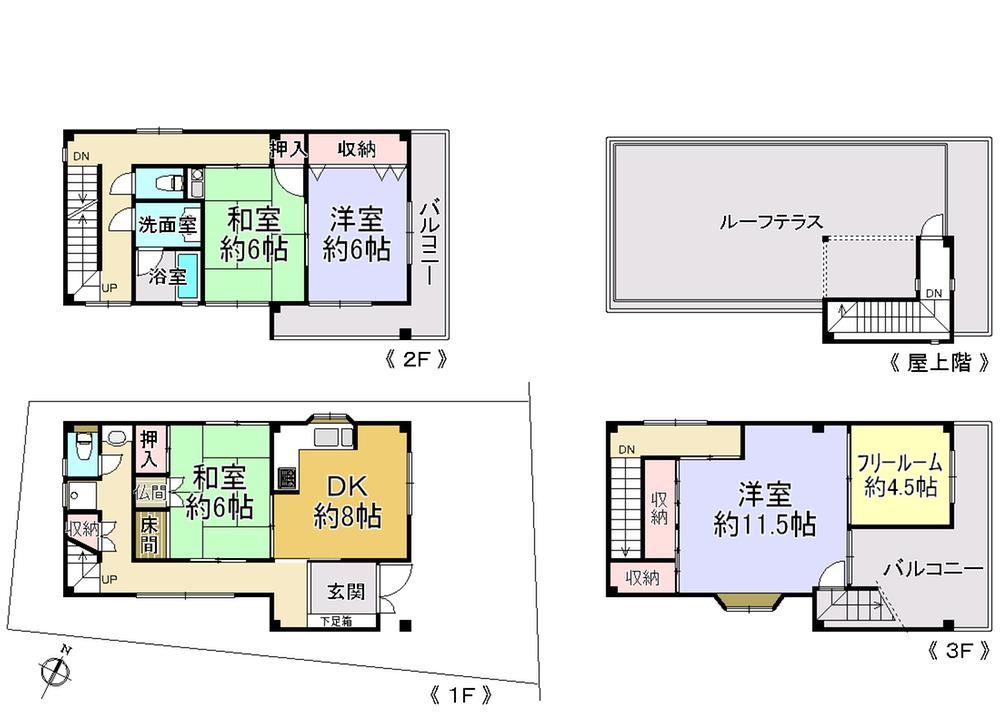 Floor plan. 44,500,000 yen, 4DK + S (storeroom), Land area 90.1 sq m , Building area 125.08 sq m