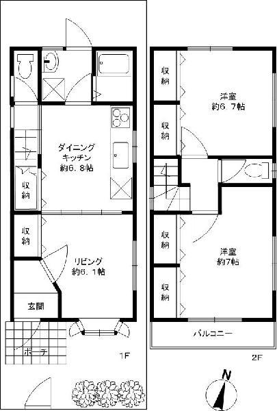 Floor plan. 20 million yen, 2LDK, Land area 66.14 sq m , Building area 74.42 sq m