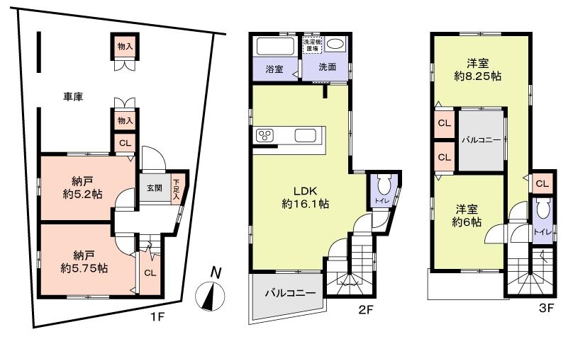 Floor plan. 49,800,000 yen, 2LDK + 2S (storeroom), Land area 67.7 sq m , Building area 113.46 sq m floor plan