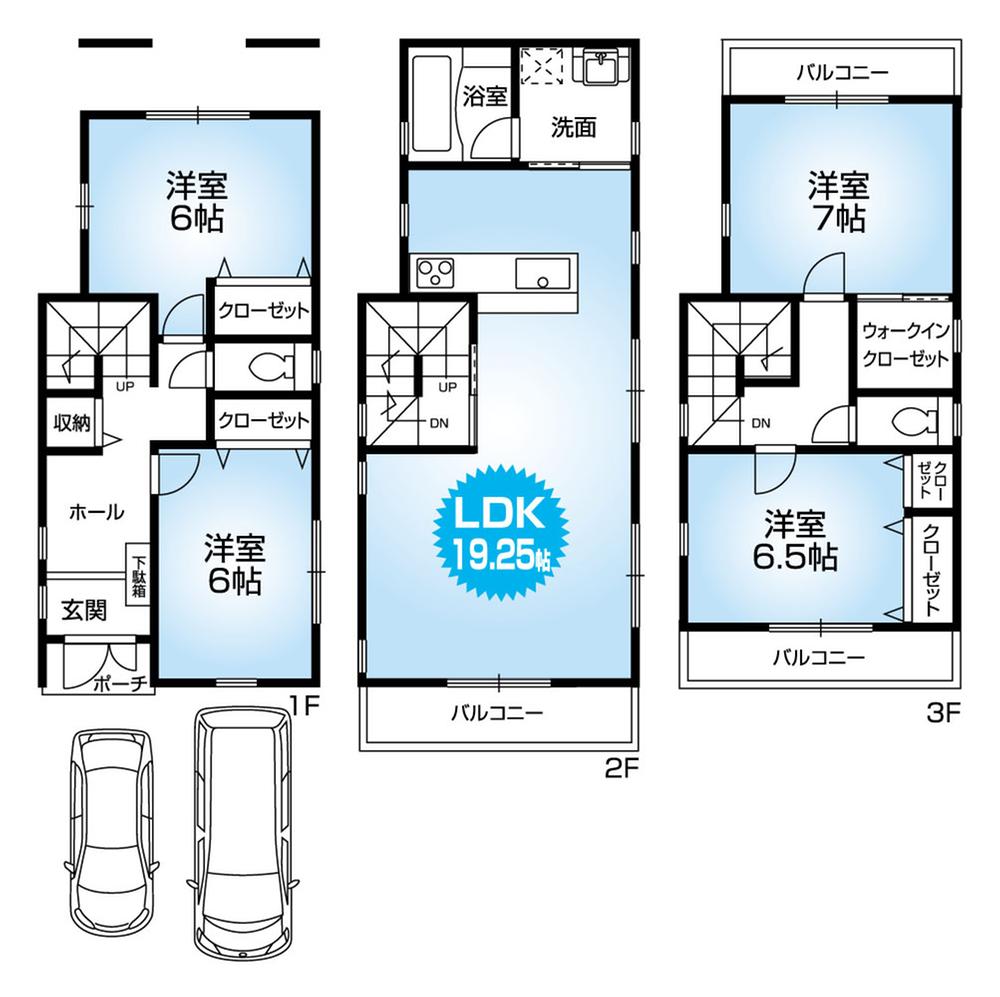 Floor plan. 47,800,000 yen, 4LDK, Land area 87.08 sq m , All rooms are housed have a building area of ​​108.73 sq m each room 6 quires more!  Car space two Allowed! 