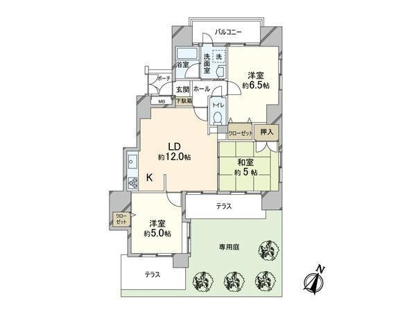 Floor plan. 3LDK, Price 22,800,000 yen, Occupied area 60.42 sq m , Balcony area 5.1 sq m