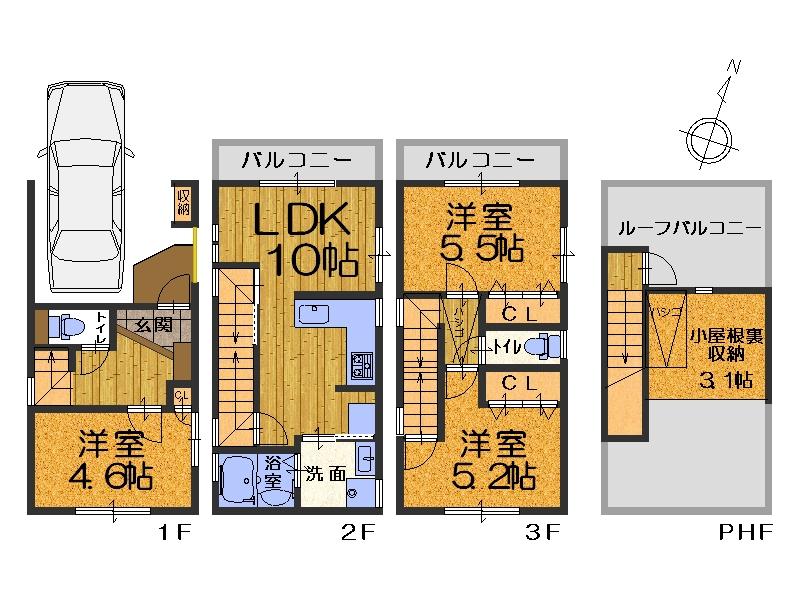 Floor plan. 27,800,000 yen, 3LDK, Land area 40.65 sq m , Building area 81.51 sq m with loft