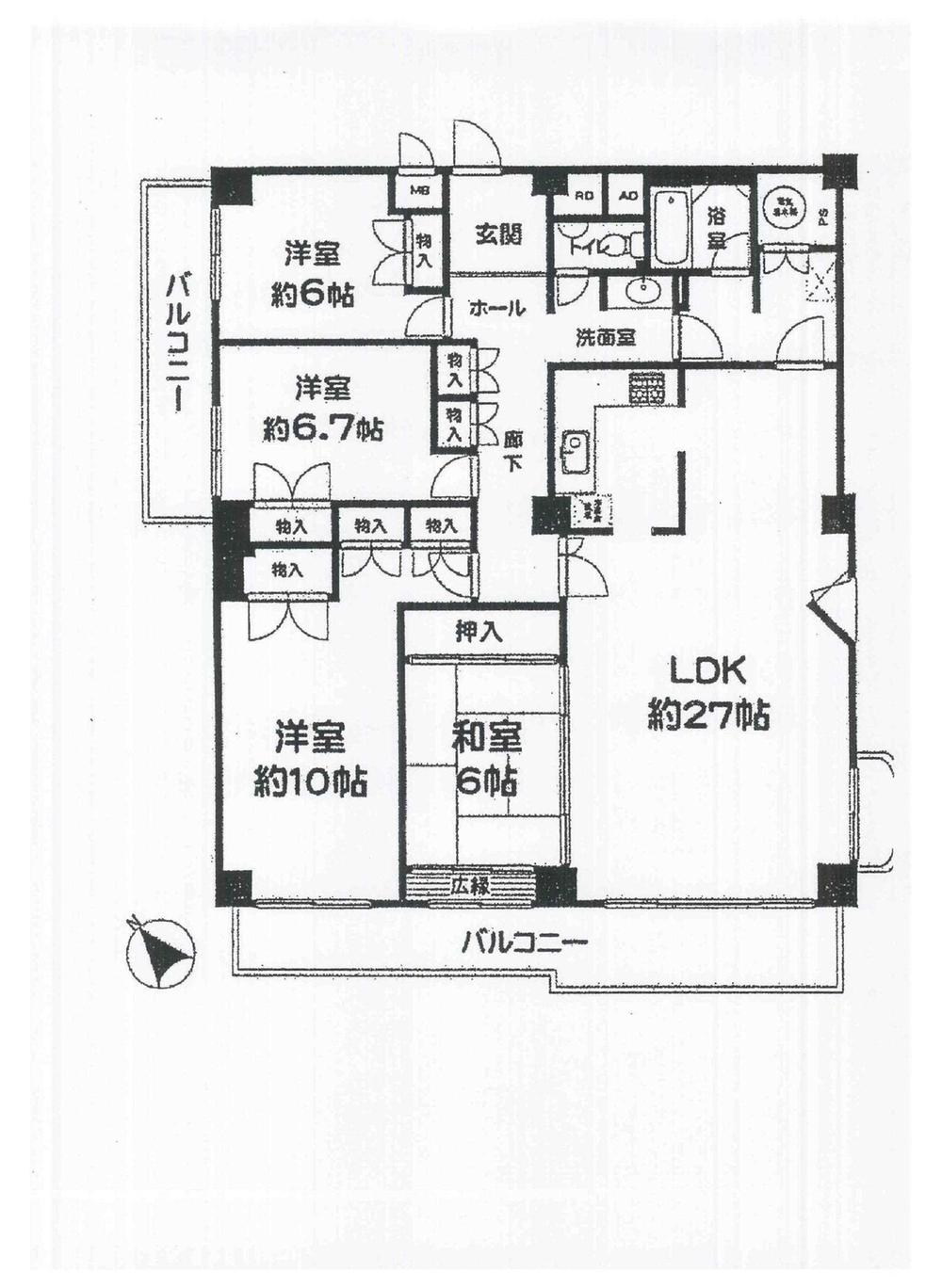 Floor plan. 4LDK, Price 28.8 million yen, Footprint 137.93 sq m , Balcony area 20.67 sq m