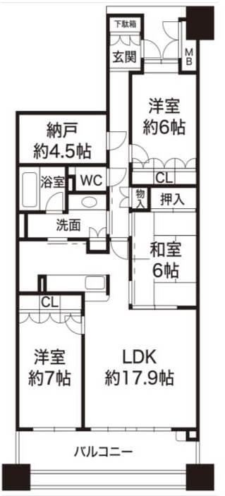 Floor plan. 3LDK + S (storeroom), Price 30,800,000 yen, Footprint 95.2 sq m , Balcony area 17.81 sq m