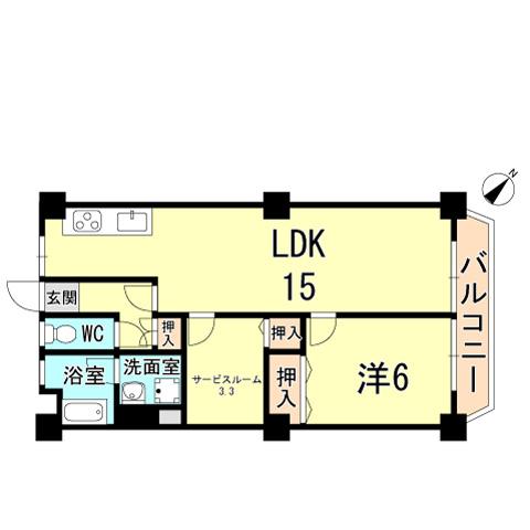 Floor plan. 1LDK+S, Price 10.5 million yen, Occupied area 54.04 sq m , Balcony area 5.3 sq m