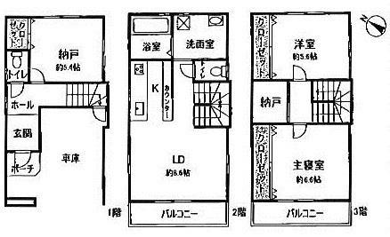 Floor plan. 34,900,000 yen, 3LDK, Land area 53.23 sq m , Building area 95.67 sq m