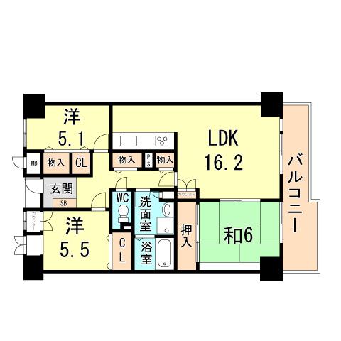 Floor plan. 3LDK, Price 20.8 million yen, Occupied area 79.87 sq m , Balcony area 9.83 sq m