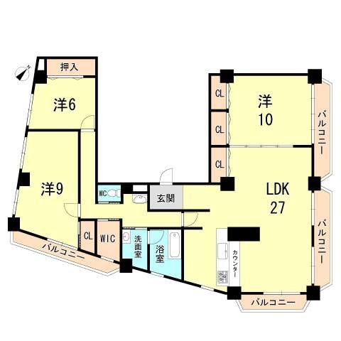 Floor plan. 3LDK, Price 18,800,000 yen, Footprint 118.07 sq m , Balcony area 20.87 sq m