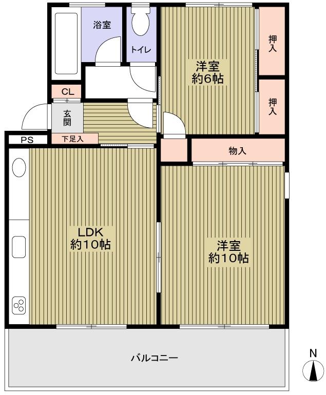 Floor plan. 2DK, Price 8 million yen, Occupied area 57.49 sq m , Balcony area 7.14 sq m floor plan