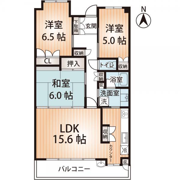 Floor plan. 3LDK, Price 26,900,000 yen, Occupied area 75.93 sq m , Balcony area 12.59 sq m