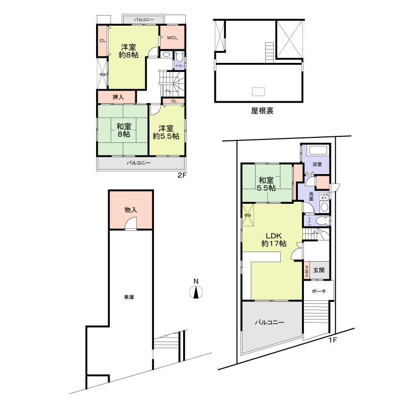 Floor plan. 56,800,000 yen, 4LDK, Land area 94.74 sq m , Building area 110.05 sq m   ■ Floor plan
