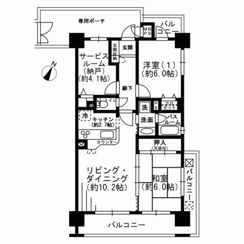 Floor plan. 2LDK + S (storeroom), Price 27,800,000 yen, Footprint 63 sq m , Balcony area 18.05 sq m