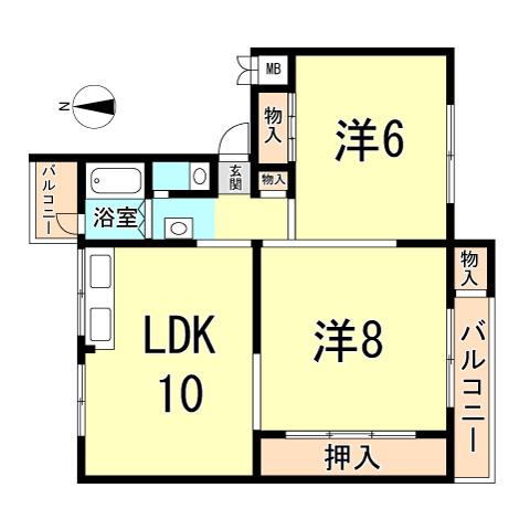 Floor plan. 2LDK, Price 4.5 million yen, Occupied area 55.52 sq m , Balcony area 5 sq m
