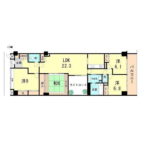 Floor plan. 4LDK, Price 34,800,000 yen, Footprint 120.39 sq m , Balcony area 10.9 sq m