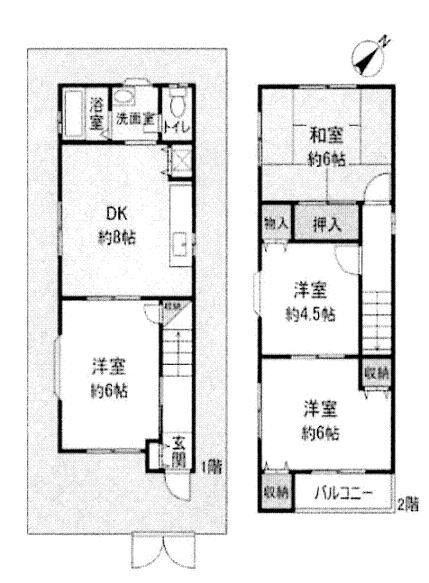 Floor plan. 16.8 million yen, 4DK, Land area 65.45 sq m , Building area 63.98 sq m