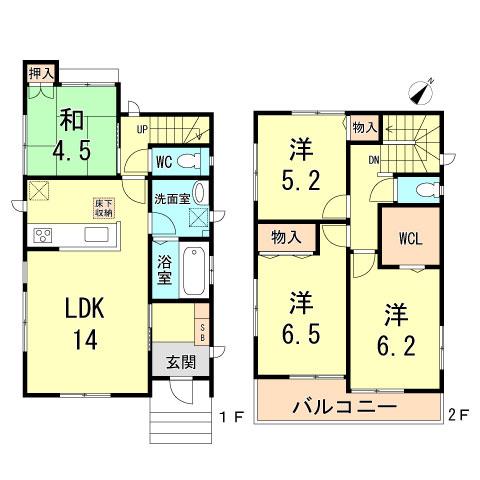 Floor plan. 34,800,000 yen, 4LDK, Land area 99.95 sq m , Building area 90.46 sq m
