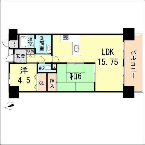Floor plan. 2LDK, Price 7.3 million yen, Footprint 57.3 sq m , Balcony area 8.1 sq m