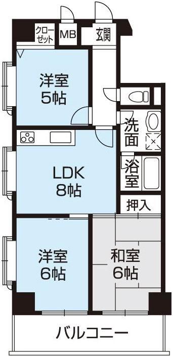 Floor plan. 3LDK, Price 8.7 million yen, Occupied area 55.35 sq m , Balcony area 8.25 sq m Mato (3LDK). 2013 November renovation completed. Lighting at the southwest angle room ・ Ventilation good.