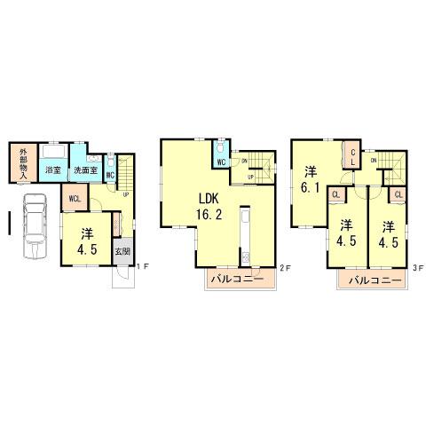Floor plan. 23.8 million yen, 4LDK, Land area 54.76 sq m , Building area 98.55 sq m