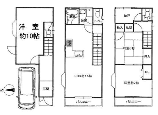 Floor plan. 22,800,000 yen, 3LDK + S (storeroom), Land area 65.55 sq m , Building area 108.6 sq m