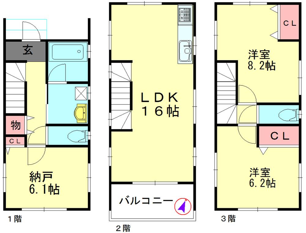 Floor plan. 27.5 million yen, 3LDK, Land area 106.1 sq m , Building area 84.37 sq m