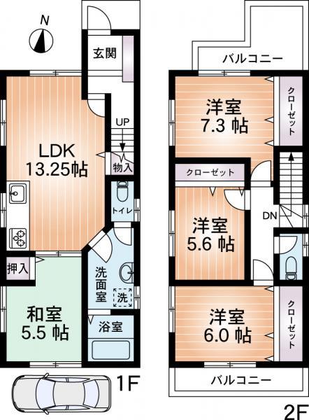 Floor plan. 29,800,000 yen, 4LDK, Land area 74.87 sq m , Building area 91.8 sq m