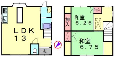 Floor plan. 11.7 million yen, 2LDK, Land area 50.39 sq m , Building area 66.28 sq m