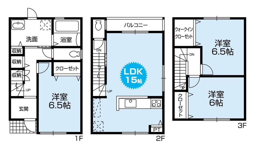 Building plan example (floor plan). Building plan example, Land price 6.8 million yen, Land area 59.12 sq m reference plan view (3LDK) building price 15 million yen (tax included)