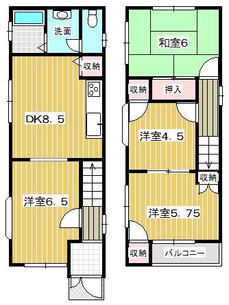 Floor plan. 16.8 million yen, 4DK, Land area 56.45 sq m , Building area 63.98 sq m 4DK Two-story
