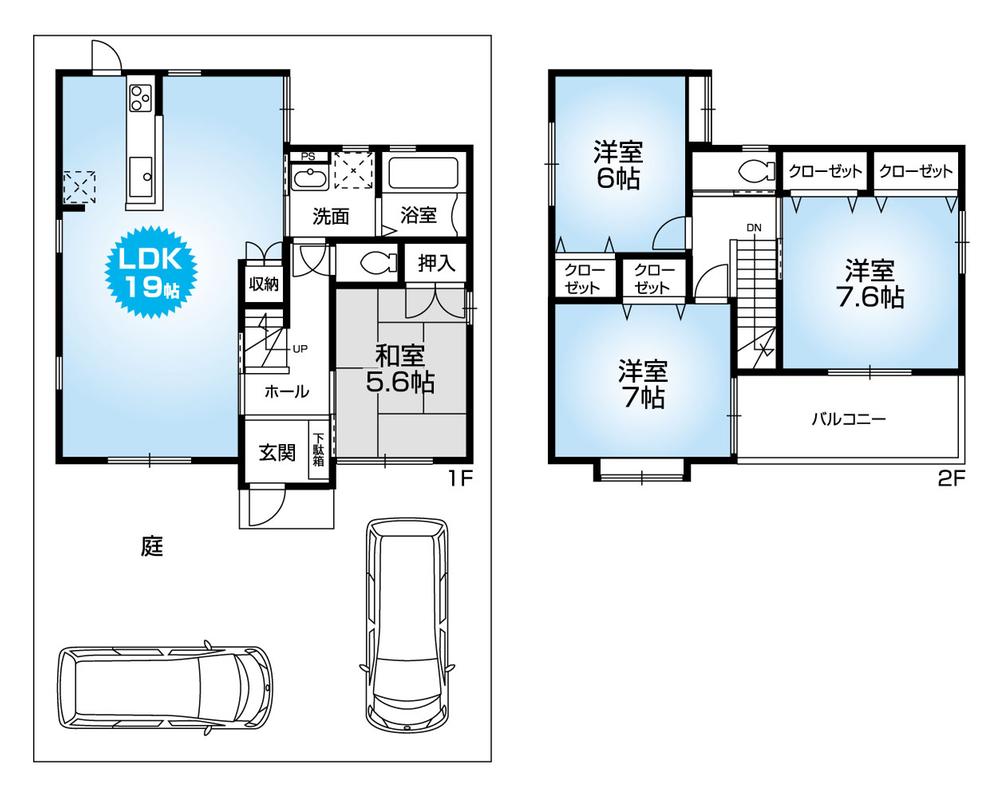 Floor plan. 29,900,000 yen, 4LDK, Land area 135.21 sq m , Enjoy you gardening, etc. in the building area 102.87 sq m Mato (4LDK) south spacious garden. 