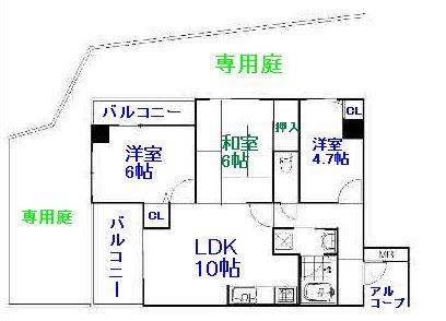 Floor plan. 3LDK, Price 15 million yen, Occupied area 61.08 sq m , Balcony area 9 sq m